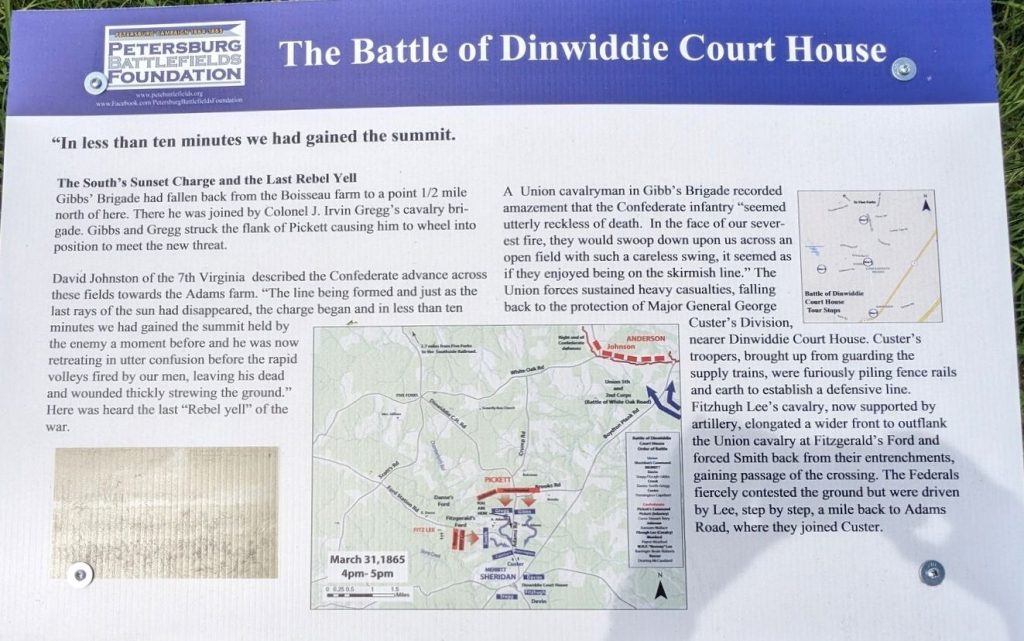 THE BATTLE OF DINWIDDIE COURT HOUSE MEMORIAL PANEL II