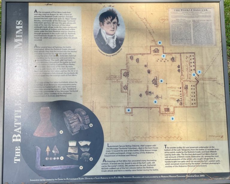 THE BATTLE OF FORT MIMS WAR MEMORIAL PANEL