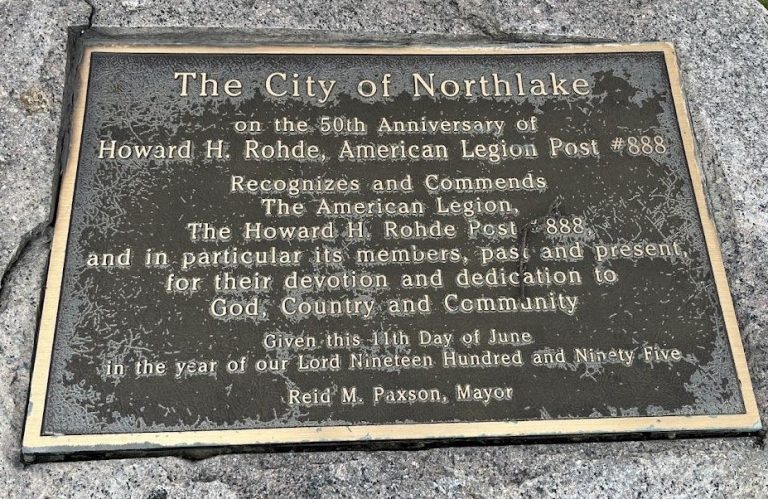THE CITY OF NORTHLAKE POST 888 50TH ANNIVERSARY MEMORIAL PLAQUE