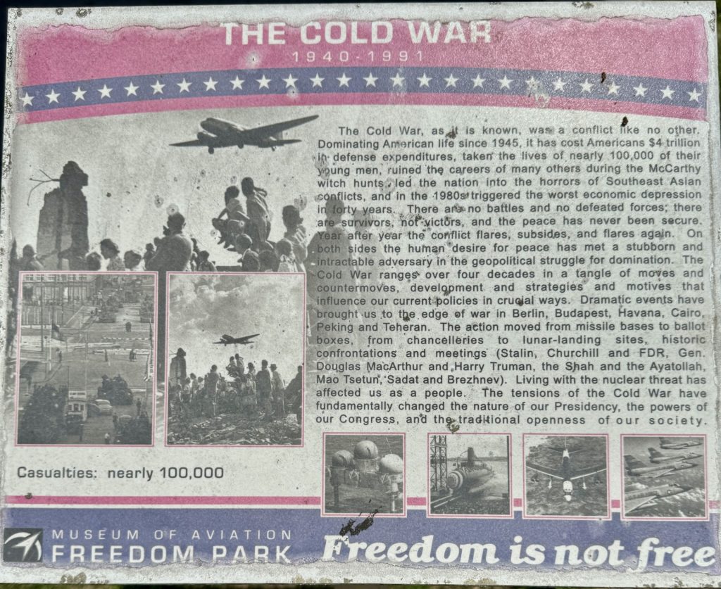 THE COLD WAR 1940-1991 MEMORIAL PLAQUE