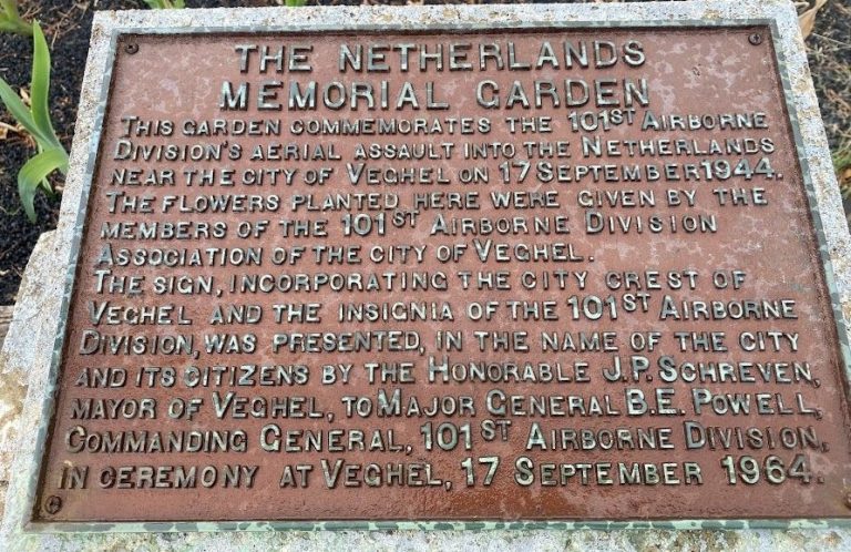 THE NETHERLANDS MEMORIAL GARDEN PLAQUE A