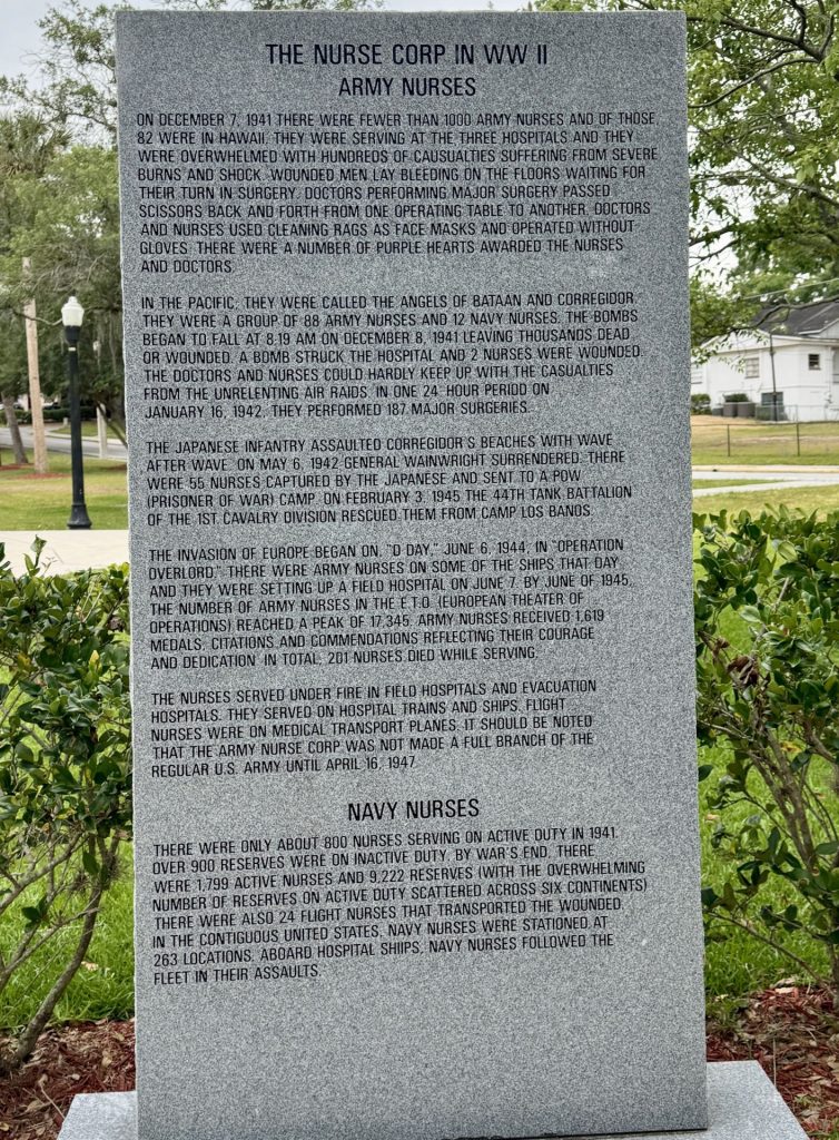 THE NURSE CORP IN WW II WAR MEMORIAL