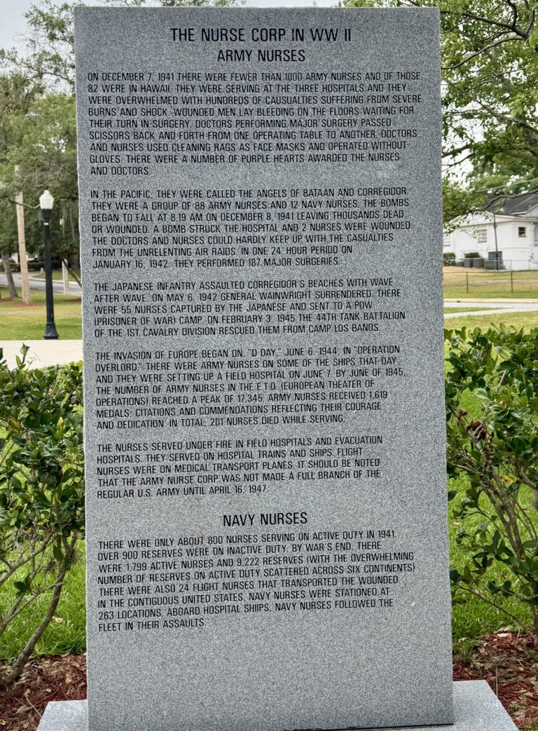 THE NURSE CORP IN WW II WAR MEMORIAL