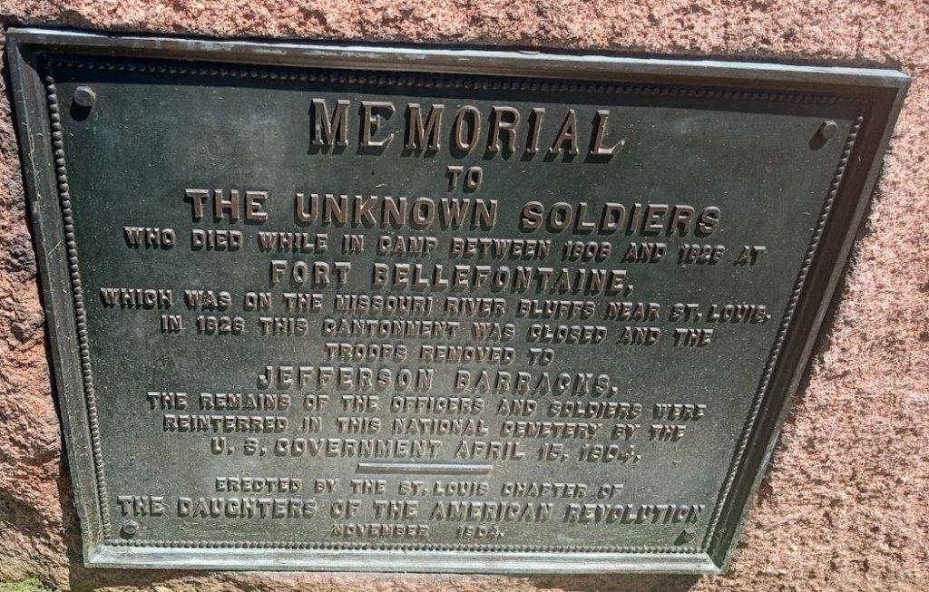 THE UNKNOWN SOLDIERS AT FORT BELLEFONTAINE MEMORIAL PLAQUE