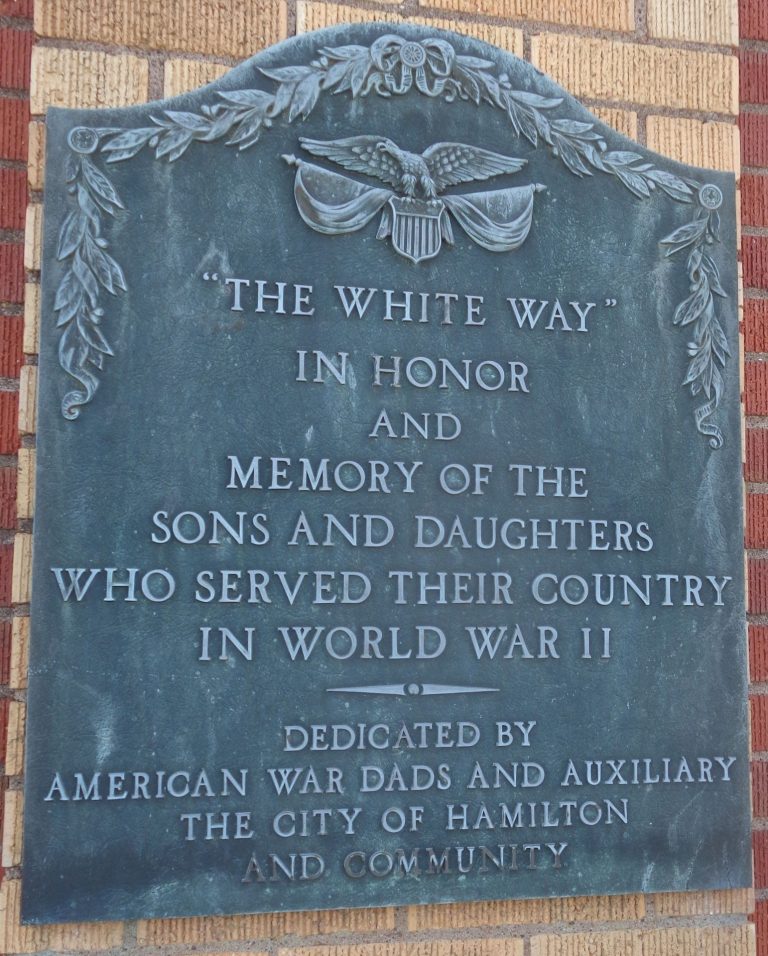 “THE WHITE WAY” WORLD WAR II MEMORIAL PLAQUE