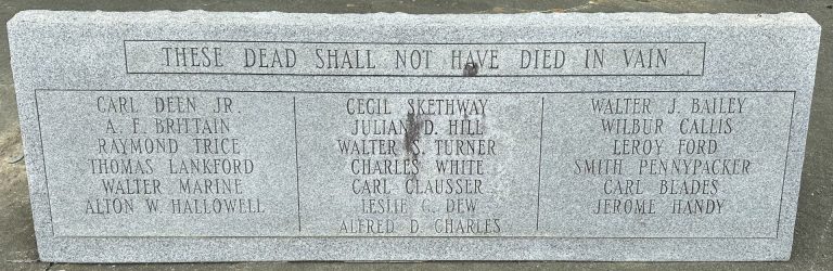 THESE DEAD SHALL NOT HAVE DIED IN VAIN WAR MEMORIAL TANK STONE