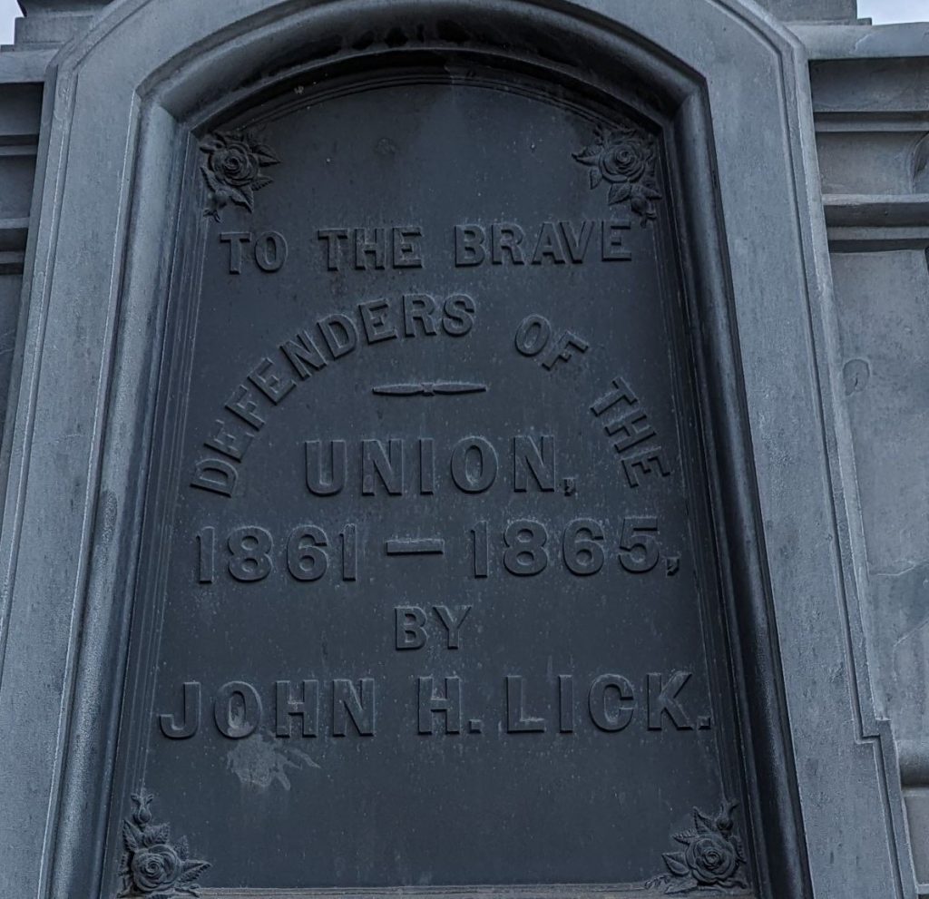 TO THE BRAVE DEFENDERS OF THE UNION WAR MEMORIAL PLAQUE A