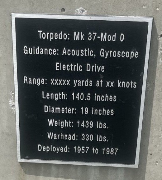 TORPEDO: MK 37-MOD O MEMORILA PLAQUE