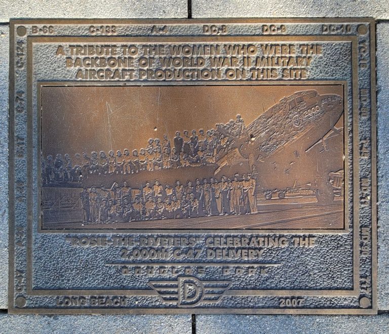 TRIBUTE TO WOMEN OF WORLD WAR II MILITARY AIRCRAFT PRODUCTION MEMORIAL PLAQUE