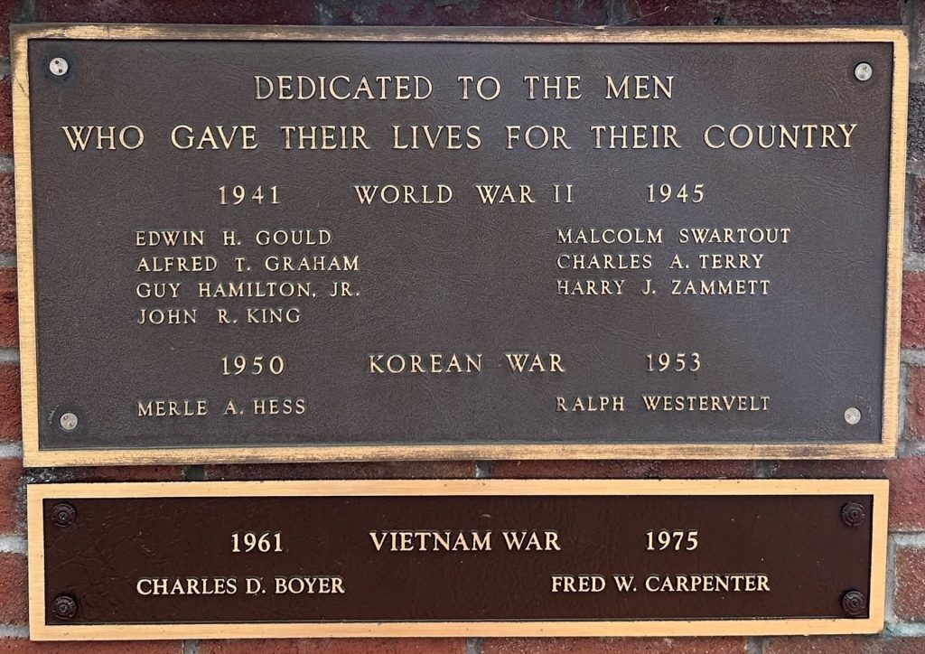 TRUMANSBURG WAR VETERANS MEMORIAL PLAQUE