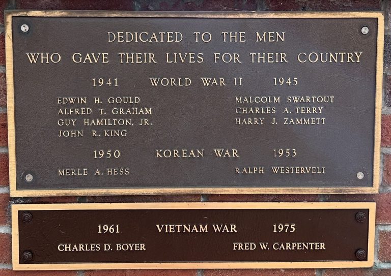 TRUMANSBURG WAR VETERANS MEMORIAL PLAQUE