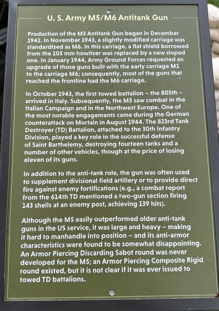 U.S. ARMY M5/M6 ANTITANK GUN MEMORIAL PLAQUE A