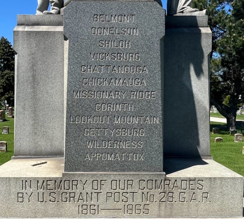 U.S. GRANT POST NO. 28, G.A.R. WAR MEMORIAL STONE A