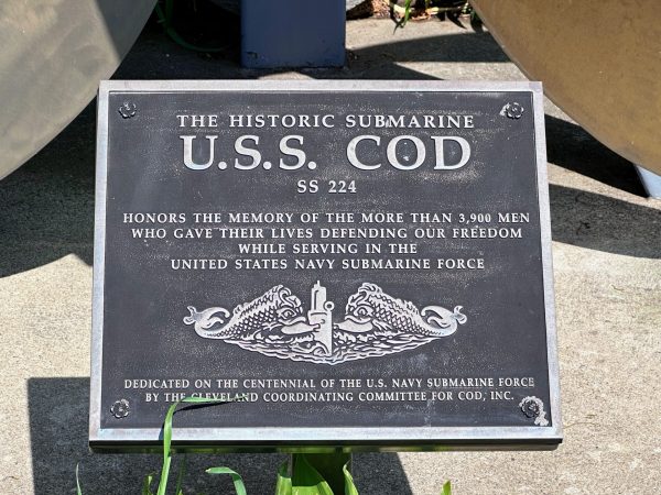 U.S.S. COD SS 224 WAR MEMORIAL PROPELLER PLAQUE