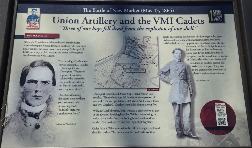 UNION ARTILLERY AND THE VMI CADETS WAR MEMORIAL PANEL