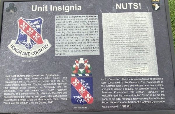UNIT INSIGNIA NUTS! WAR MEMORIAL PANEL