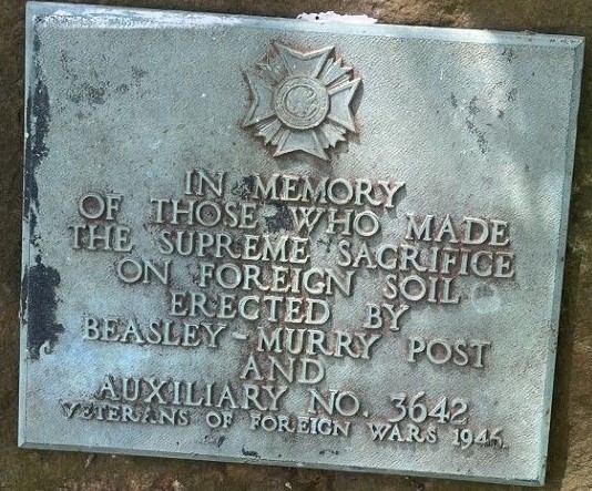 V.F.W. POST NO. 3642 SUPREME SACRIFICE WAR MEMORIAL PLAQUE