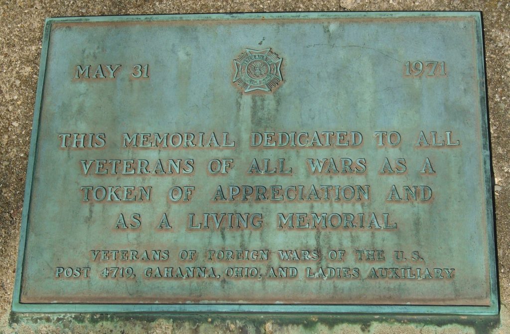 VFW POST 4719 WAR MEMORIAL FLAGPOLE PLAQUE