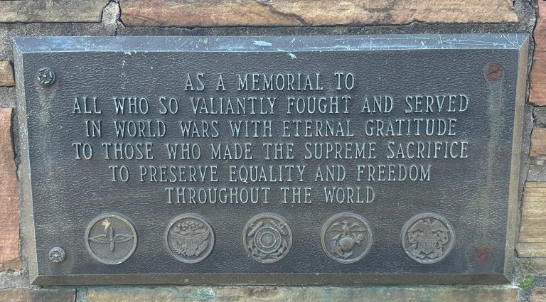 VFW POST 7464 WORLD WARS MEMORIAL PLAQUE