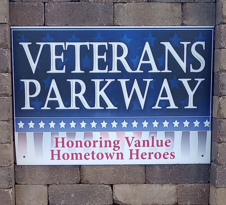 VANLUE VETERANS PARKWAY MEMORIAL PLAQUE