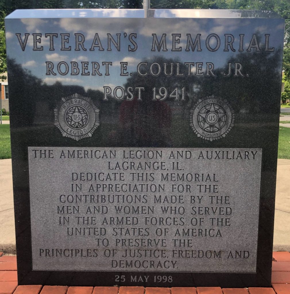 VETERAN’S MEMORIAL ROBERT E. COULTER JR. POST 1941 MEMORIAL FRONT