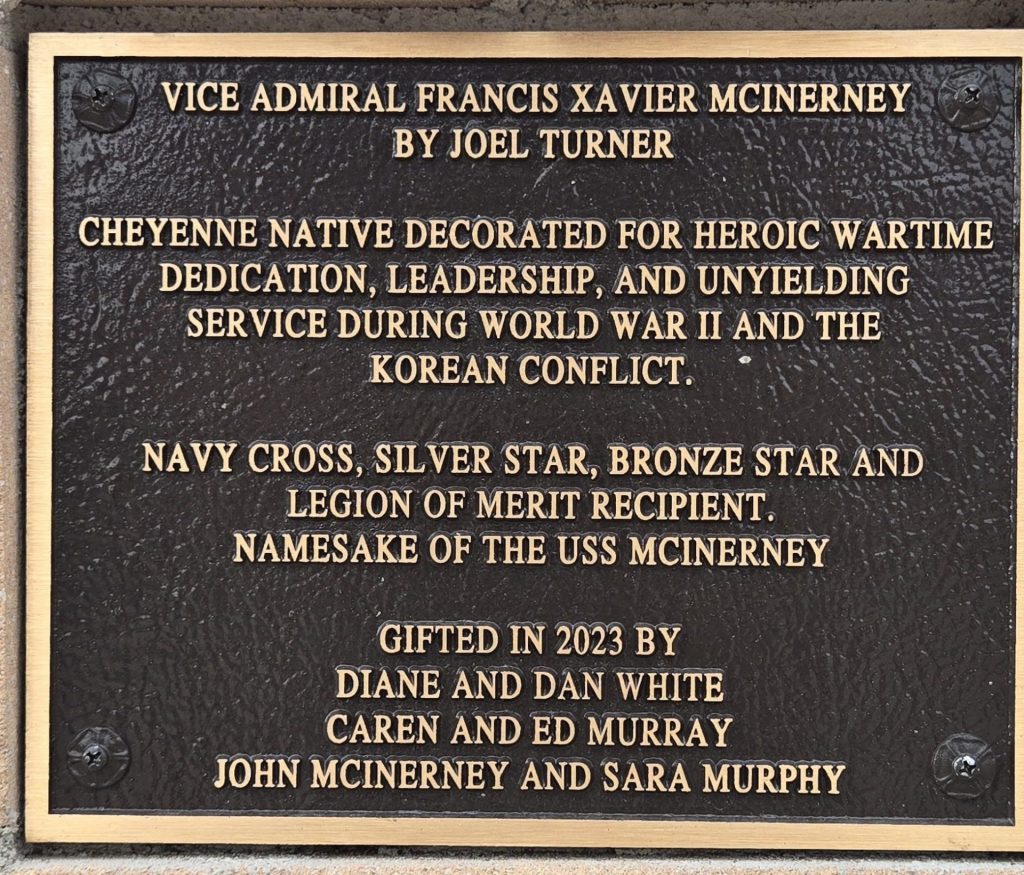 VICE ADMIRAL FRANCIS XAVIER MCINERNEY WAR MEMORIAL PLAQUE