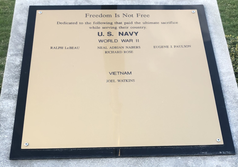 VILLA PARK FREEDOM IS NOT FREE MEMORIAL PLAQUE C
