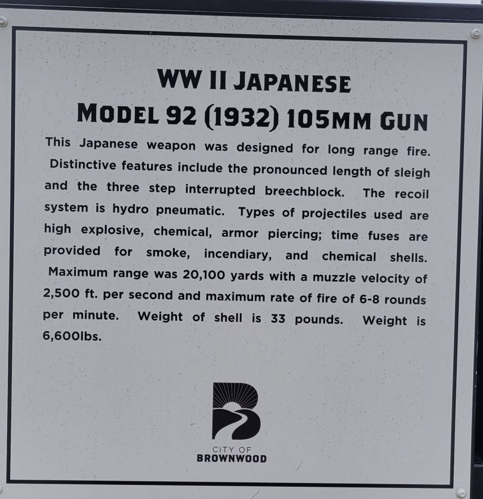 WW II JAPANESE MODEL 92 (1932) 105MM GUN MEMORIAL PLAQUE