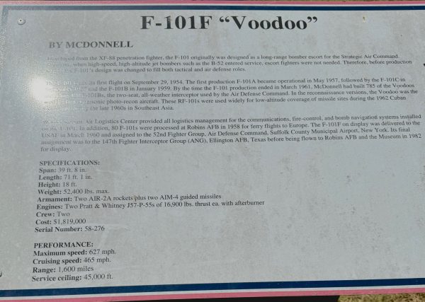 WARNER ROBINS F-101C “VOODOO” MEMORIAL AIRCRAFT PLAQUE