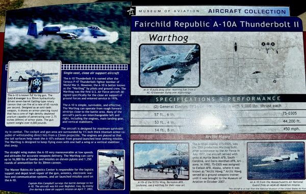 WARNER ROBINS FAIRCHILD REPUBLIC A-10A THUNDERBOLT II MEMORIAL AIRCRAFT PLAQUE