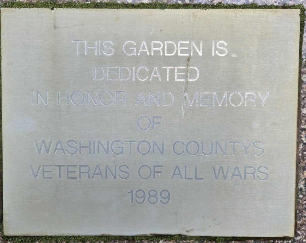 WASHINGTON COUNTY MARYLAND VETERANS MEMORIAL GARDEN PLAQUE