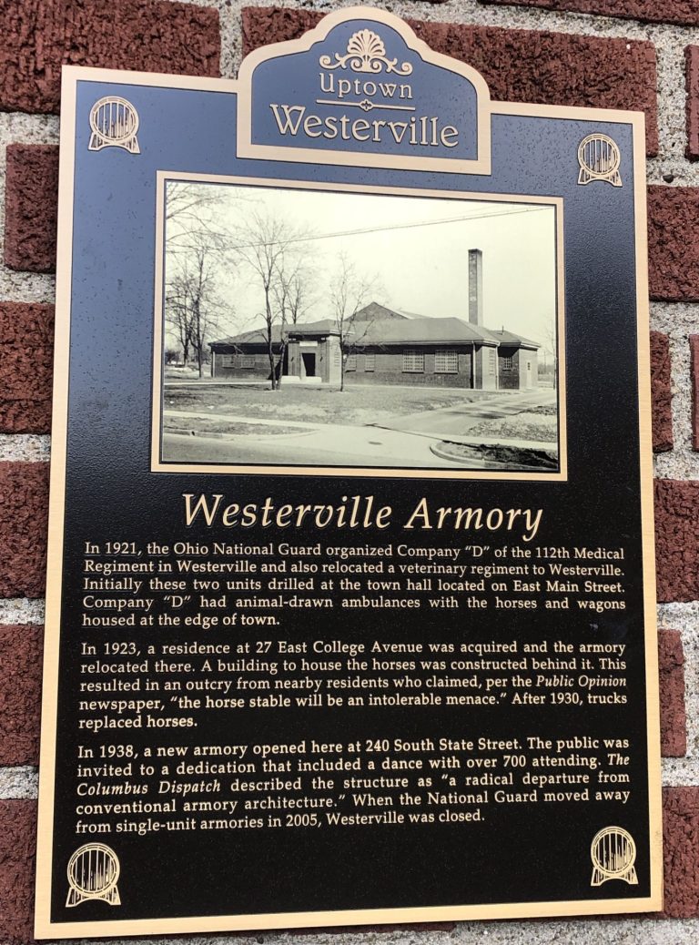 WESTERVILLE ARMORY MEMORIAL PLAQUE