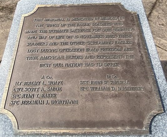 “WINGS OF THE EAGLE” WAR MEMORIAL PLAQUE