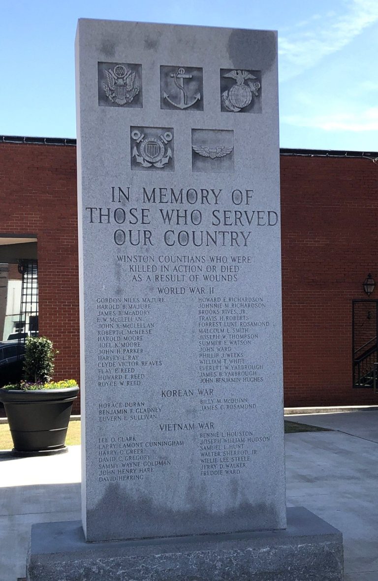 WINSTON COUNTIANS VETERANS KILLED IN ACTION WAR MEMORIAL BACK