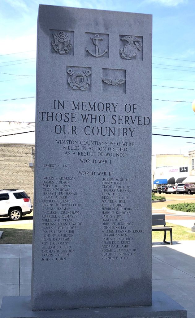 WINSTON COUNTIANS VETERANS KILLED IN ACTION WAR MEMORIAL FRONT