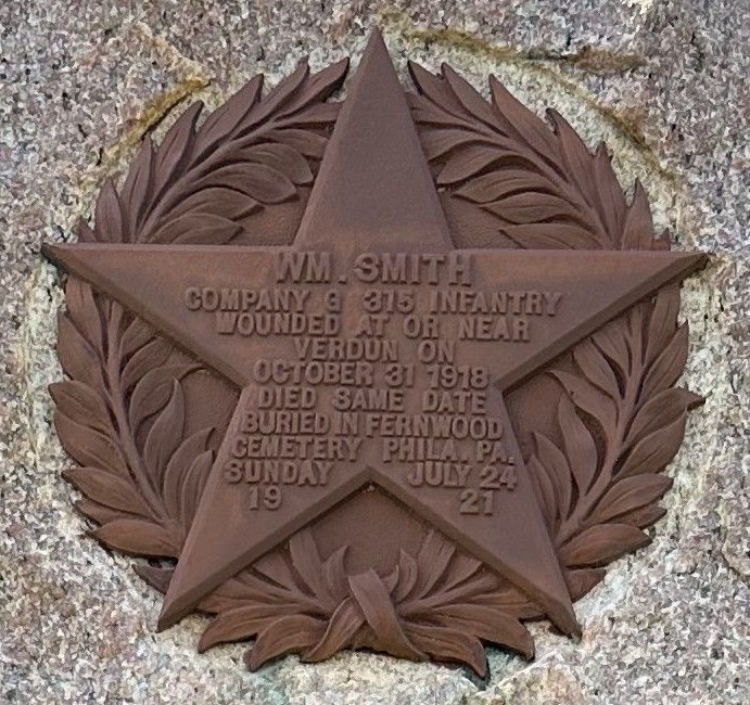 WM. SMITH COMPANY G 315 INFANTRY WAR MEMORIAL PLAQUE