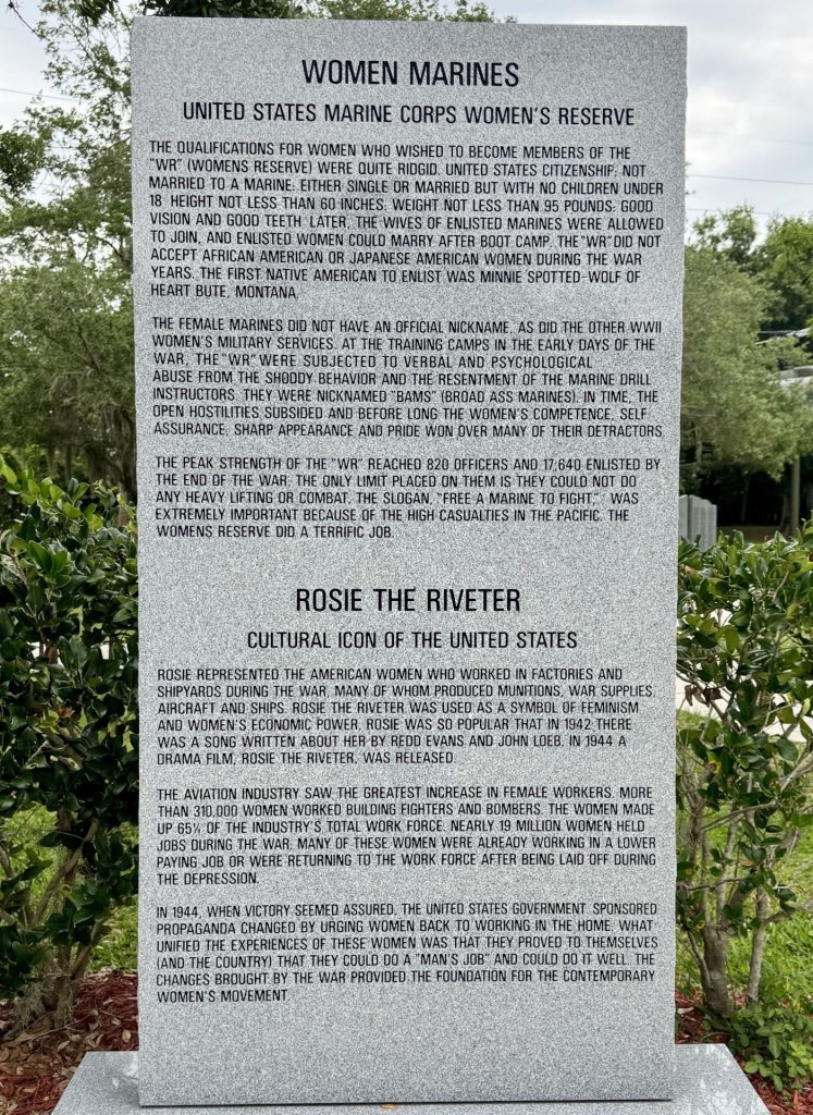 WOMEN MARINES AND ROSIE THE RIVERTER WAR MEMORIAL