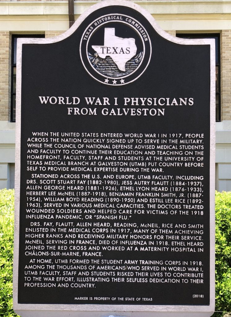 WORLD WAR I PHYSICIANS FROM GALVESTON MEMORIAL MARKER