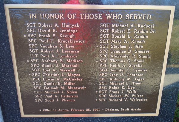 14TH QUARTMASTER DETACHMENT WAR MEMORIAL PLAQUE D