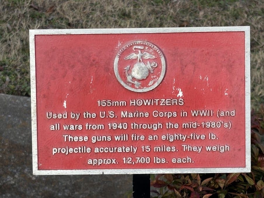 155MM HOWITZER U.S. MARINE CORPS WAR MEMORIAL PLAQUE