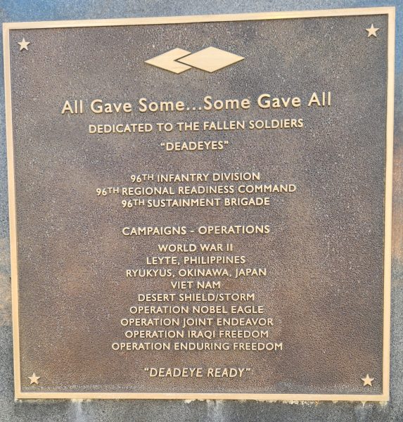 96TH INFANTRY DIVISION ALL GAVE SOME…SOME GAVE ALL WAR MEMORIAL PLAQUE