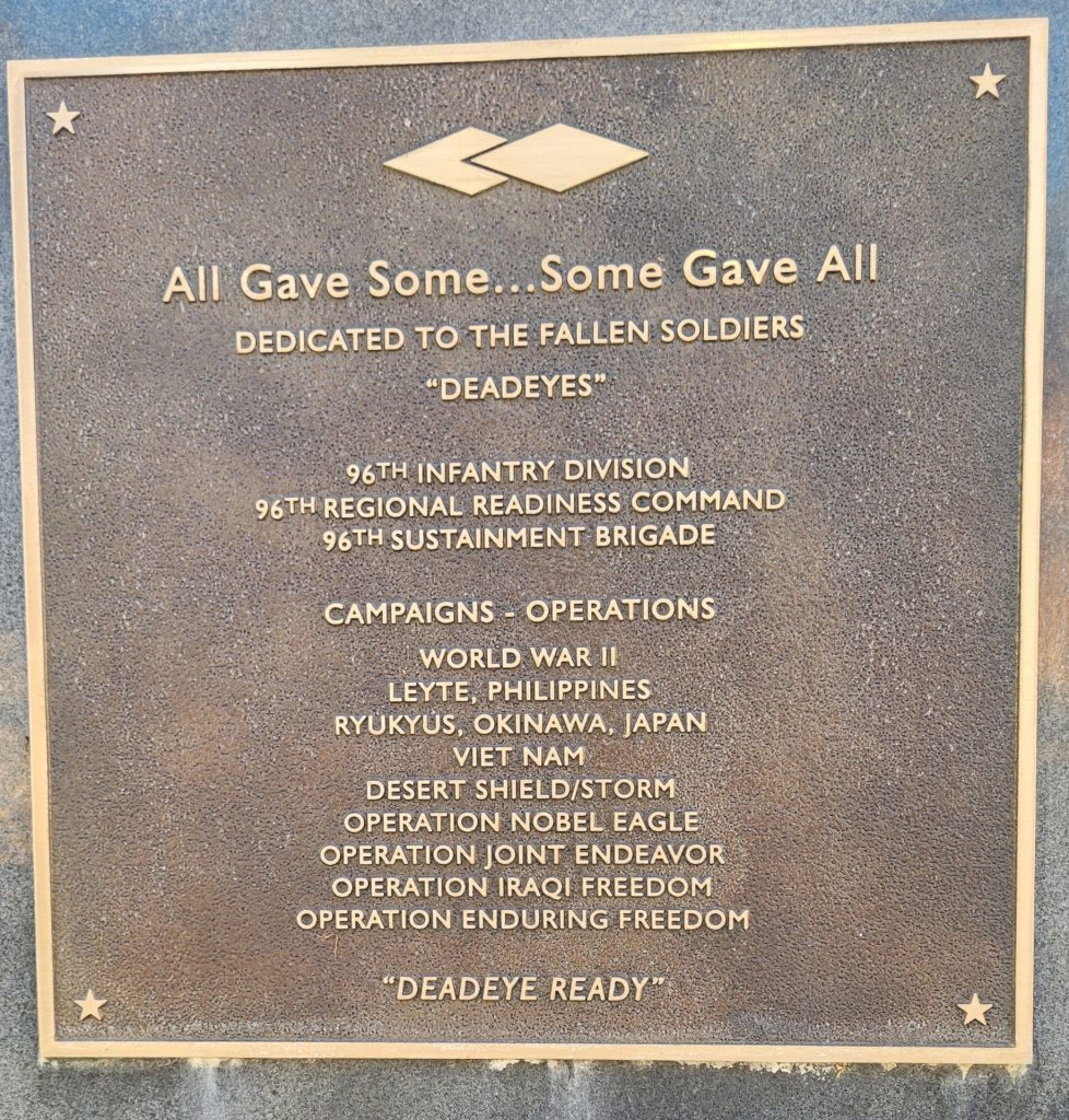 96TH INFANTRY DIVISION ALL GAVE SOME…SOME GAVE ALL WAR MEMORIAL PLAQUE