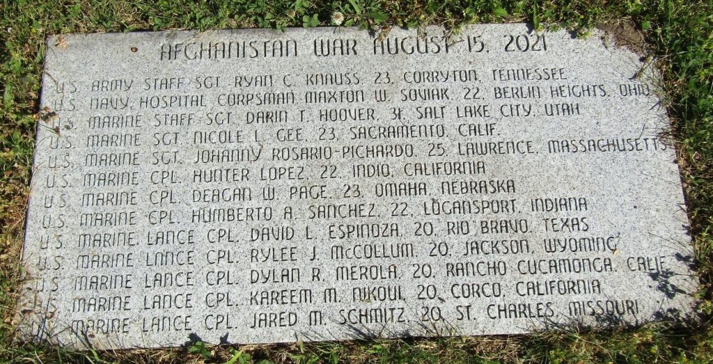 AFGHANISTAN WAR AUGUST 15, 2021 MEMORIAL TABLET