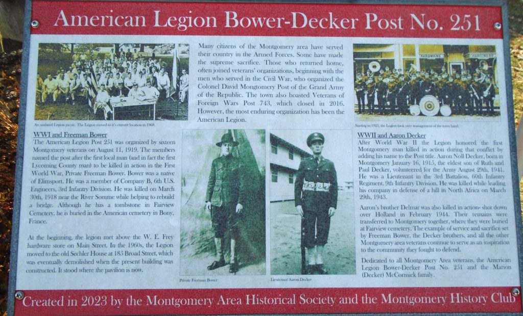AMERICAN LEGION BOWER-DECKER POST NO. 251 MEMORIAL PANEL
