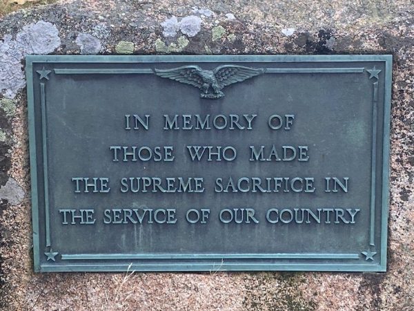 BAR HARBOR SUPREME SACRIFICE WAR MEMORIAL FLAGPOLE PLAQUE
