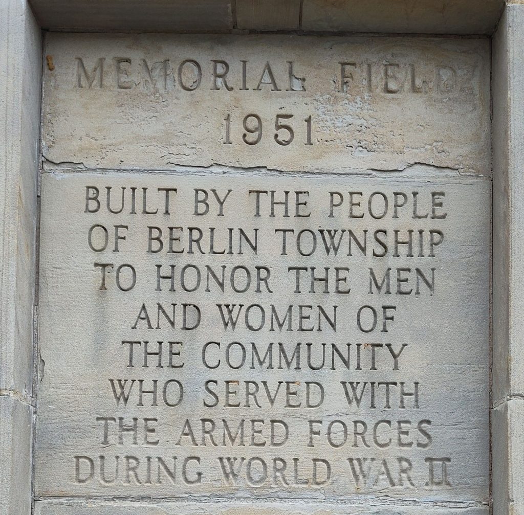 BERLIN TOWNSHIP MEMORIAL FIELD STONE