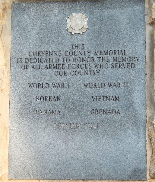 CHEYENNE COUNTY ARMED FORCES MEMORIAL PLAQUE