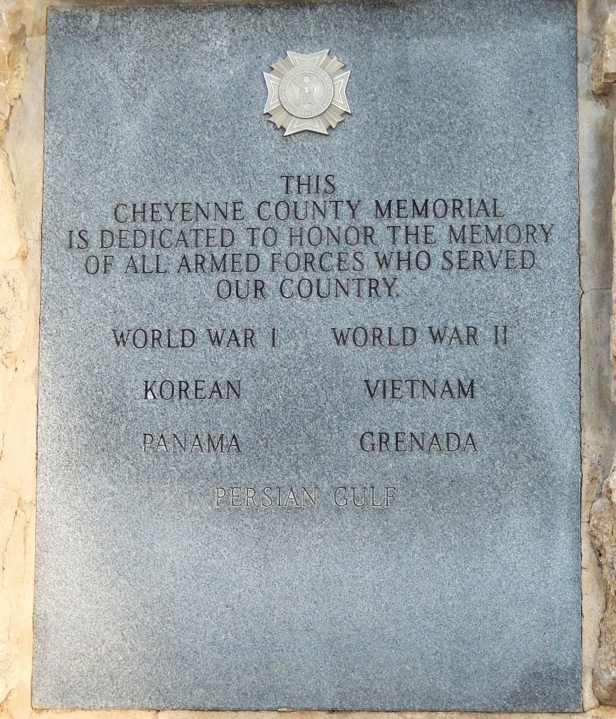 CHEYENNE COUNTY ARMED FORCES MEMORIAL PLAQUE