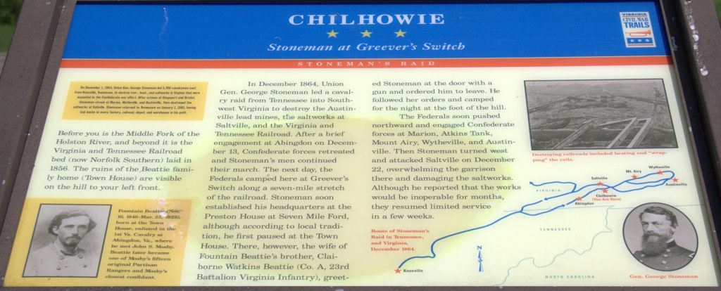 CHILHOWIE STONEMAN AT GREEVER’S SWITCH WAR MEMORIAL PANEL