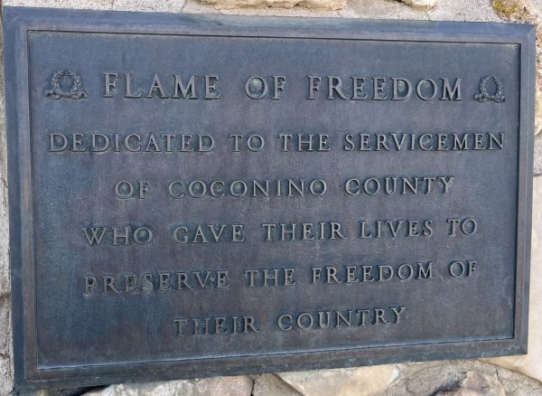 COCONINO COUNTY FLAME OF FREEDOM WAR MEMORIAL PLAQUE